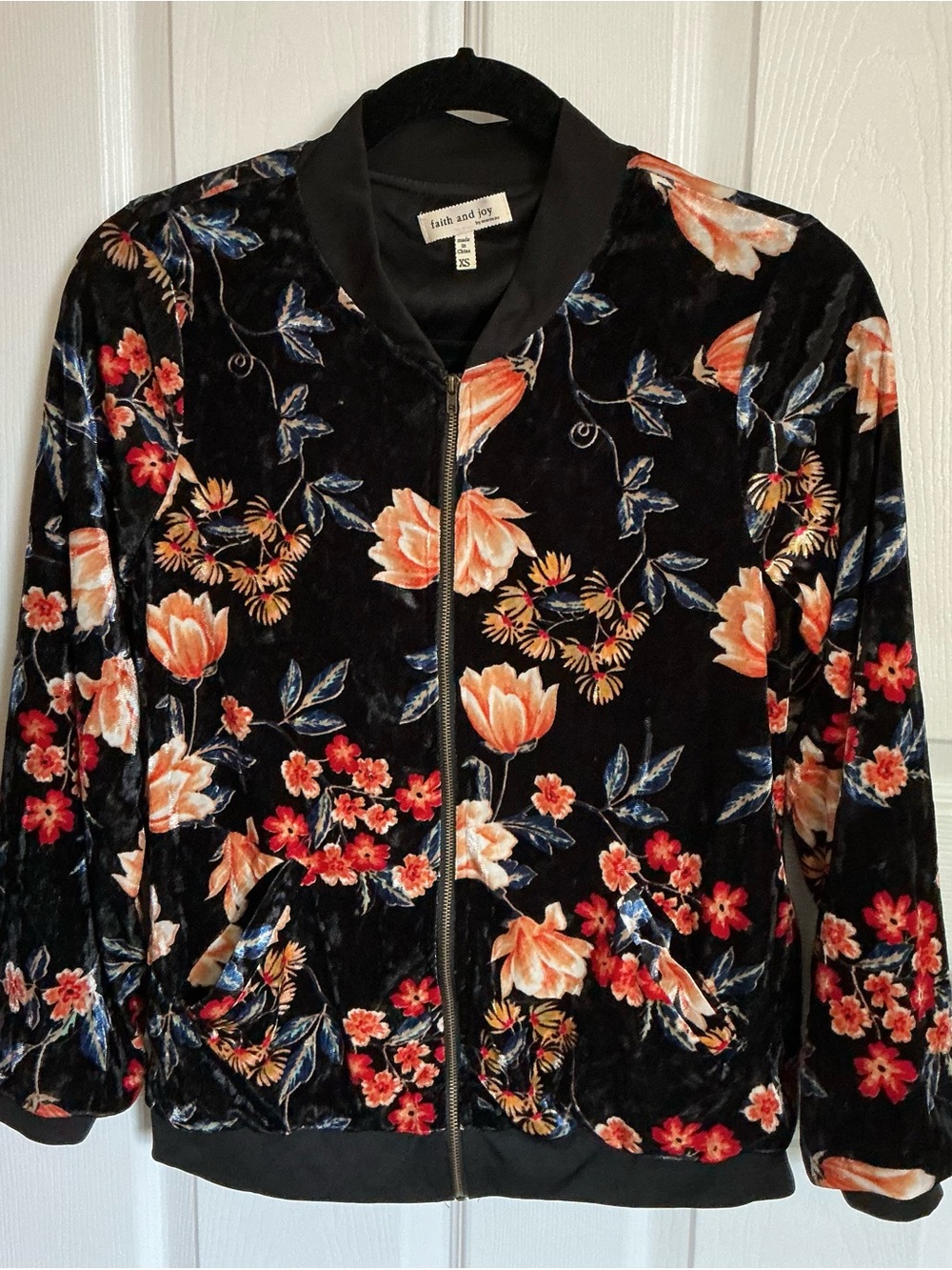 Floral velvet bomber jacket
